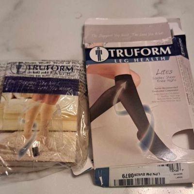 Truform Leg Health Lites Ladies Sheer Knee Highs - Size Large- Color Nude