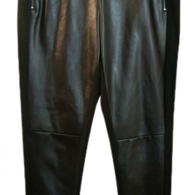 Rafaela Women's Size 10 Leggings Faux Leather Front Black Casual