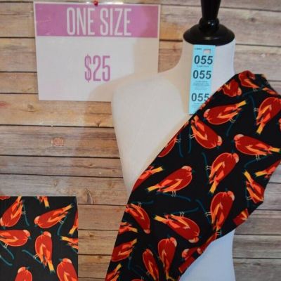 LLR One Size Leggings Red/Yellow/Orange Sparrow on Black