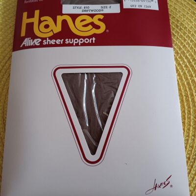 Hanes Alive Pantyhose Full Support Size E Style 810 Control Top Driftwood