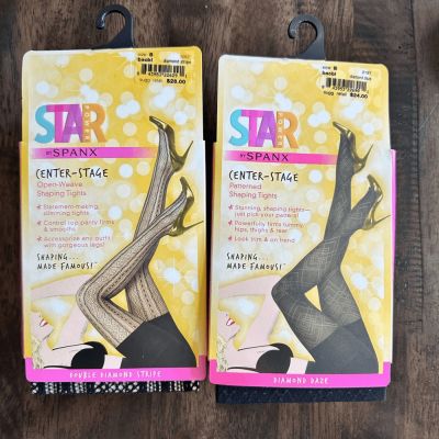 NWT Star Power by Spanx Women’s 2 Pair Black Texture Design Shaping Tight Size B