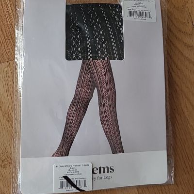 New Women's STEMS-5178  Floral Fishnet Tights Black  One Size