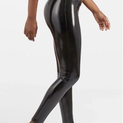 NEW Spanx Women's Faux Patent Leather Leggings - 20301Q - Black - Small Petite