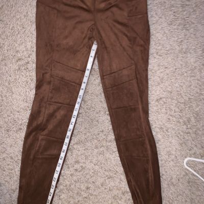 NWT Sundance Luxe Dreams Faux Suede Leggings Womens Size 10 Brown Moto Style