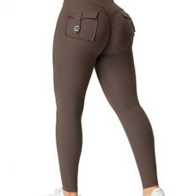 Leggings with Pockets for Women Charm Leggings Workout Leggings Medium Coffee