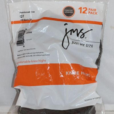 JMS Just My Size Off Black Trouser Socks Size QT Off Black 12 Pair in Pkg NEW