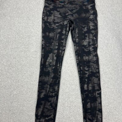 Spanx Faux Leather Camo Leggings Womens Large Sport Casual Stretch Shaping Gym