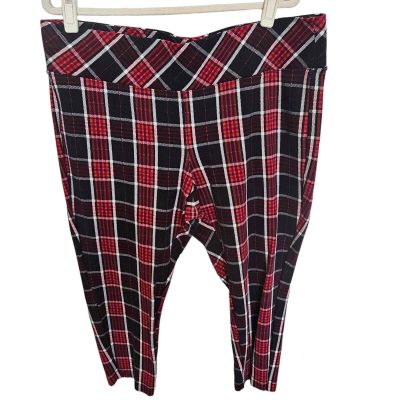 Torrid Leggings Plus Size Leggings Plaid Leggings Cropped Leggings 2X Red Casual