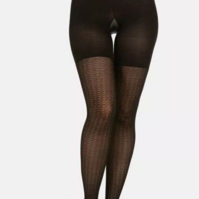 Spanx Assets Shaping Tights Textured - Size 2 Wishbone Black Sara Blakely NIB