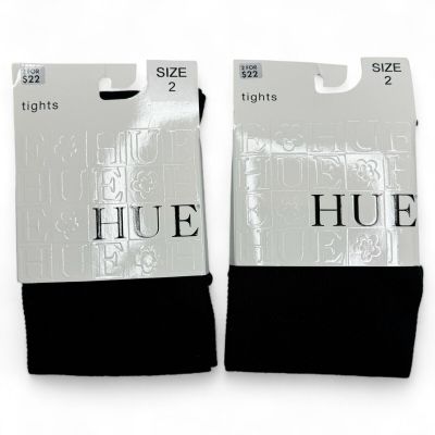 HUE Womens Herringbone Textured Tights with Control Top Size 2 Black - 2 Pairs