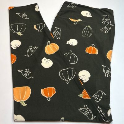 NEW LuLaRoe TC2 Leggings GREEN ORANGE Pumpkin SKULL Bird Raven Crow AUTUMN Fall