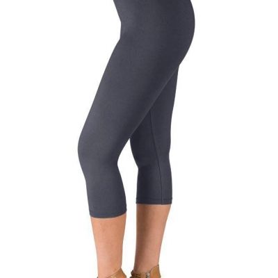 Satina High Waisted Charcoal Capri Leggings Plus Size - Tummy Control Yoga...