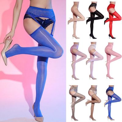 Womens Tights Silky Thigh High Stockings Nightclub Pantyhose With Garter Nylon