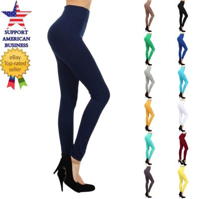 Womens Long Leggings Solid Plain Buttery Soft Workout Gym Yoga Pants One Size