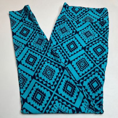 NEW LuLaRoe TC Leggings BLUE Turquoise AZTEC Southwest Western SW Line Diamond