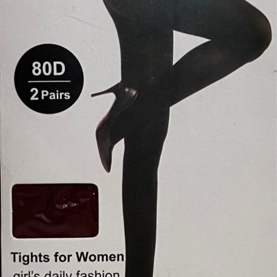 2 ~ Pairs Women's/Teen Footed OPAQUE Tights.  WAKUNA.  Solid BLACK. Size XL. NEW