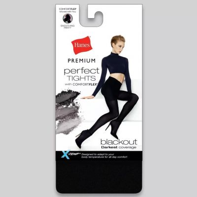 Hanes Black Premium Perfect Tights Comfortflex Smoothing Blackout - Medium