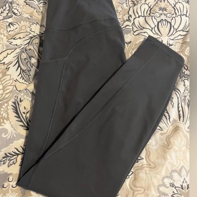 Leggings Soft Charcoal Gray Full Length Medium Pockets Legging Pants Stretch