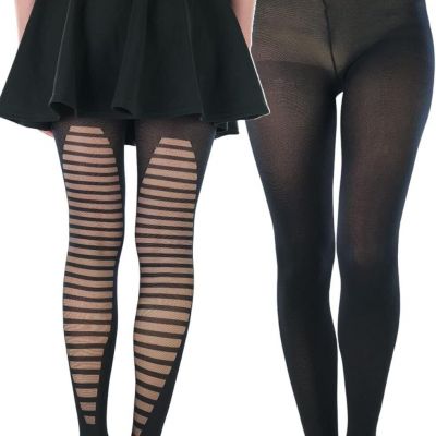 ToBeInStyle Women's Pinstripe Sheer Opaque Striped Tights Vintage Fishnet