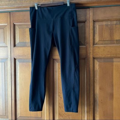 Phisockat Women's High Rise 7/8 Leggings with Pockets Black Size XL