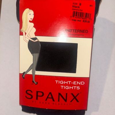 Spanx size B  Black  Diamond Foil  Tight End Shaping Tights  Style 951  NWT