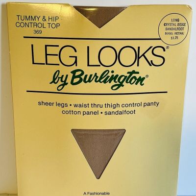 Vintage Leg Looks by Burlington Pantyhose Nylons Control Top Crystal Beige Long