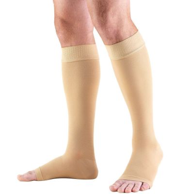 Truform Stockings Knee High Open Toe Dot Top: 20-30 mmHg XL BEIGE (0864BG-XL)