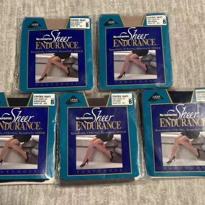 Lot NO NONSENSE Silky Sheer Pantyhose size B Sheer Toe Black Navy Tights VTG