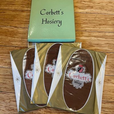 Vtg NOS Nylon Stockings 3 Pairs Corbett’s Hosiery 50/60s Small  Prop In Orig Box