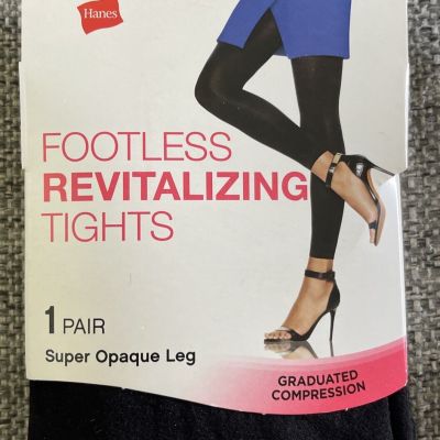 Hanes Stylessentials Footless Revitalizing Tights Black Queen Super Opaque B20