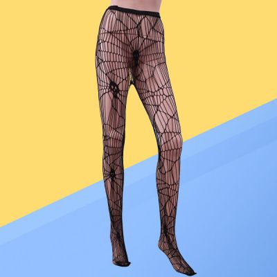 Skeleton Head Tights Black Fishnet Spider Pantyhose Women's