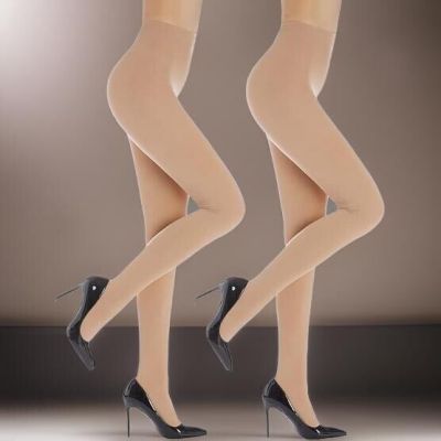 Open Box G&Y 2 Pairs Semi Opaque Tights for Women - 70D Microfiber Control Top.