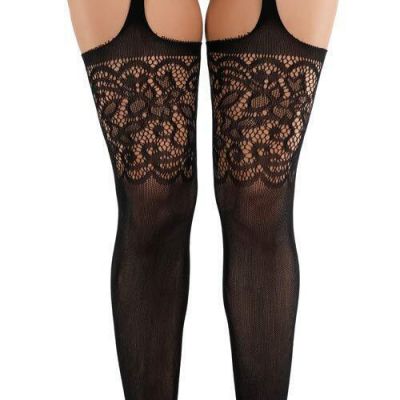 Women's High Waist Fishnet Tights Suspenders Pantyhose Thigh High Stockings B...