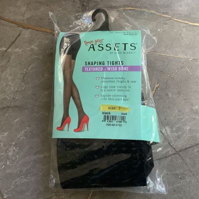 NWT Love Your Assets Shaping Tights, Textured Wish Bone, Black Size 2