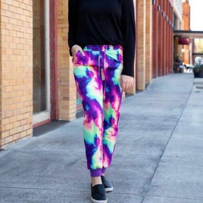 Lucky & Blessed tie dye jogger bright colors for women - size M