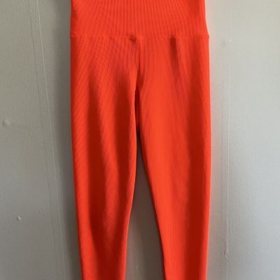 Beach Riot Sport Ayla Leggings Orange Ribbed Athletic Size M Workout