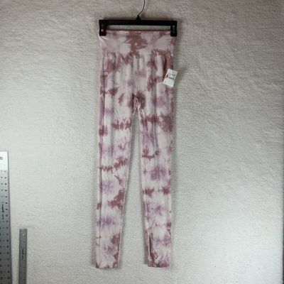 Love Tree Leggings Tie Dye Ribbed Pull On Stretch Pink White Size S NWT 5789