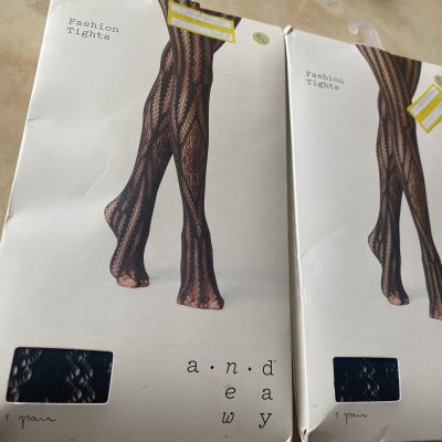 A NEW DAY BEAUTIFUL SEXY WOMEN FASHION TIGHTS LOT 2 EBONY BLACK COLOR -SIZE M/L