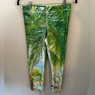 Terez tropical beach print cropped workout leggings M 0576