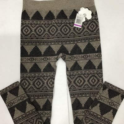 NWTS Womans Fashion WF Black Gray Aztec Knit Leggings Sz XXL Oatmeal Heather