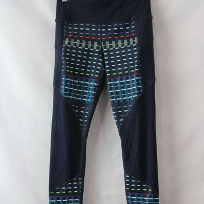 Athleta Women's Navy/Multicolor Plaid Mesh Vented Leggings sz XS