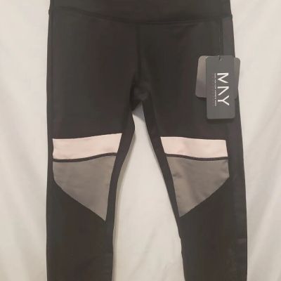 Marc NY Performance Capri Leggings Women XS Black Pink Mesh Yoga Athletic