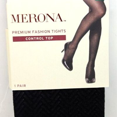 Merona Premium Fashion Tights, Control Top, 1 Pair, Black (New)