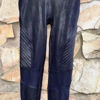 SPANX????Faux Leather Slimming Moto Leggings Black/Wmns Sz S/No Muffin Top/Shaping