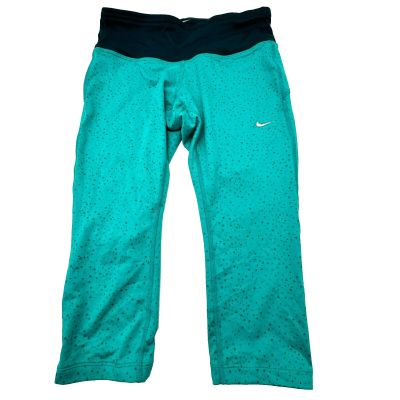 NIKE Women's XS Teal Epic Lux Tight Fit Running Capri Pants Leggings zip Pocket