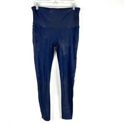 Spanx Blue Faux Leather Pull On Leggings Size 1X Plus Size