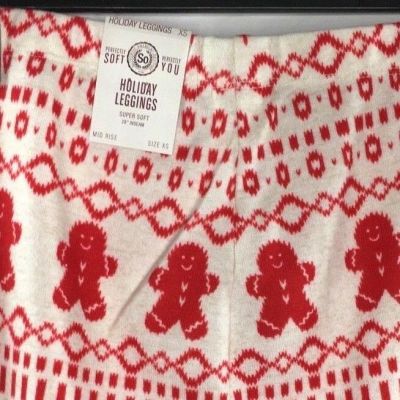 Gingerbread Man Leggings Juniors XS Christmas Winter Holidays Super Soft NWT