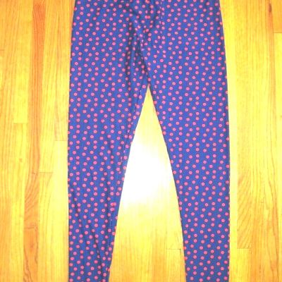 LuLa Roe High Waist Blue/Pink Polka Dot TC Tall and Curvy Leggings-Tall New