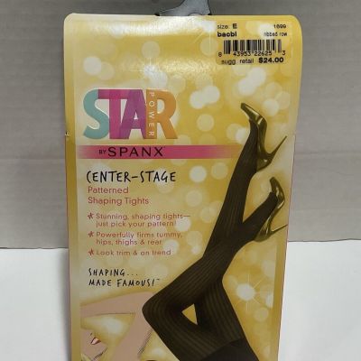 Star Power Center Stage By Spanx Patterned Shaping Tights Black Size E New