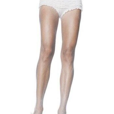 Leg Avenue 9001A Women's Classic White Nylon Fishnet Hosiery Pantyhose, One Size